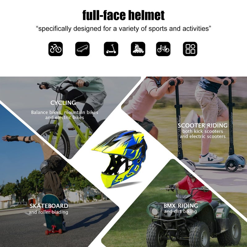 Natuway Toddler and Kids Full Face Helmet, Girl and Boy BMX Multi-Sport Detachable Mountain Dirty Bike Helmet Around 3-12 Years Head Circumference. - Image 5
